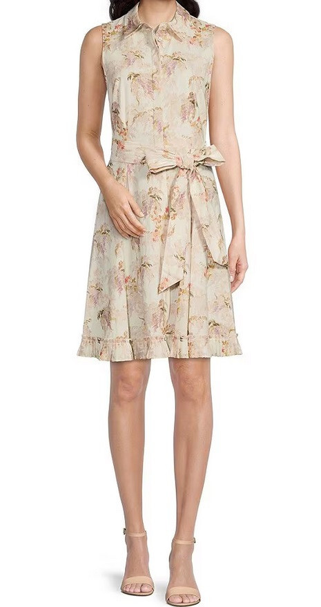 ALEX MARIE TRACEY BUTTON-FRONT DRESS FLORAL IVORY & MULTICOLOR SIZE 16 US