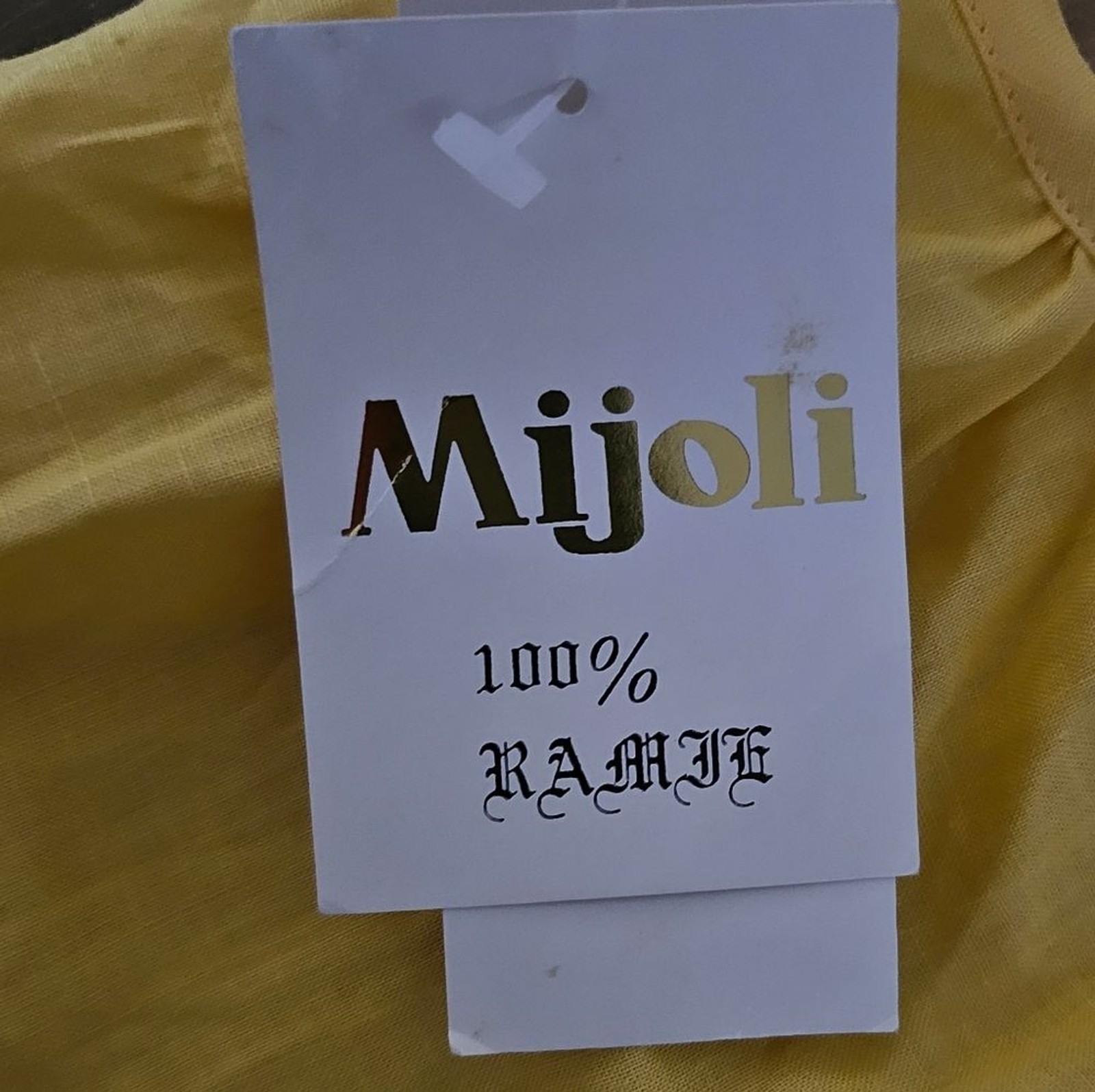 Mijoli 100% Ramie Yellow Cami Tank Sz M Minimalist Summer Quiet Natural Fiber