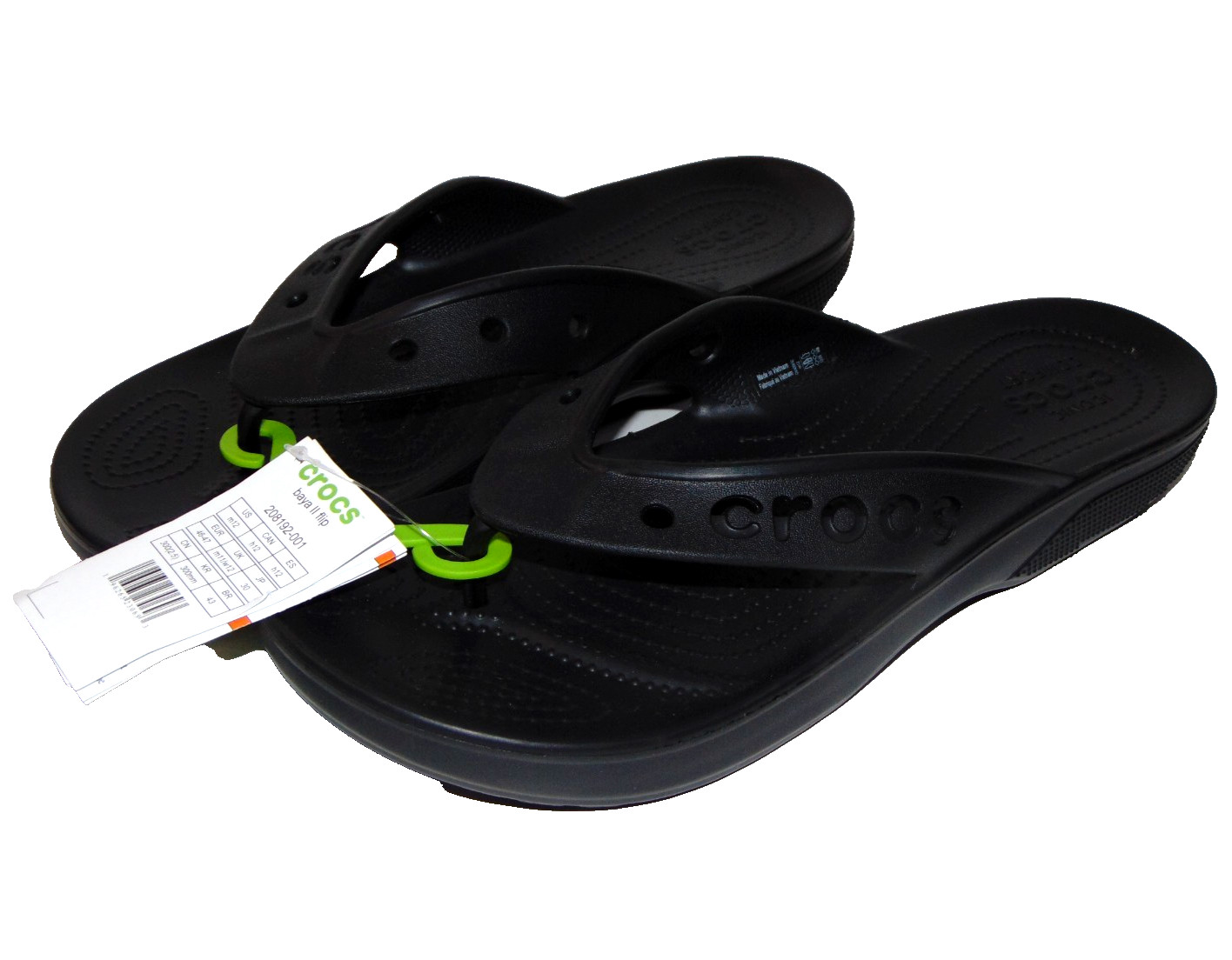 Crocs Baya II Flip Flops Black Men’s 12 Standard Thong Sandals Croslite NWT