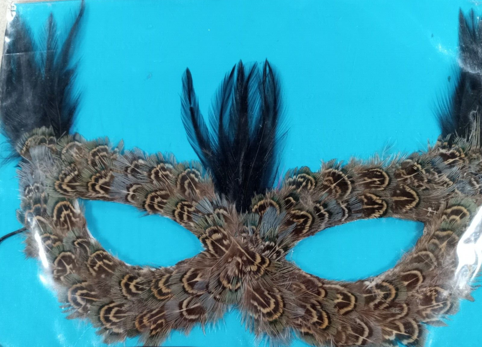 Eye Mask Feather and Sequin Mask with Elasticized Band Multicolor One Size