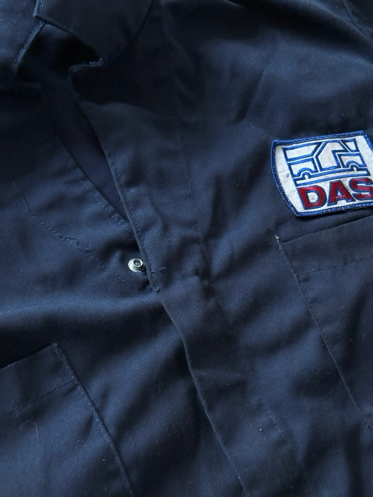 Vtg Dickies Navy Twill Work Coveralls CT20 DAS Patch Mechanic Utility Jumpsuit