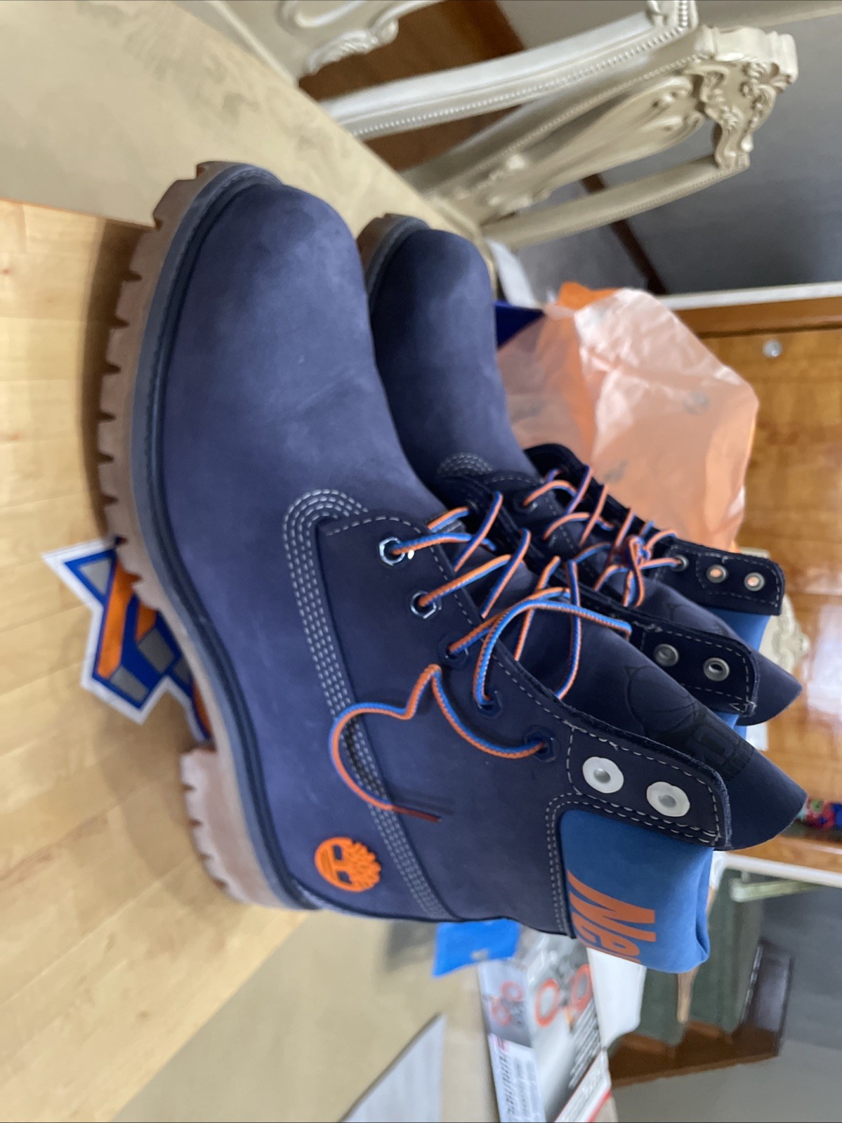 Timberland NBA New York Knicks Nubuck Lace-Up Ankle Work Boots Blue 8.5M