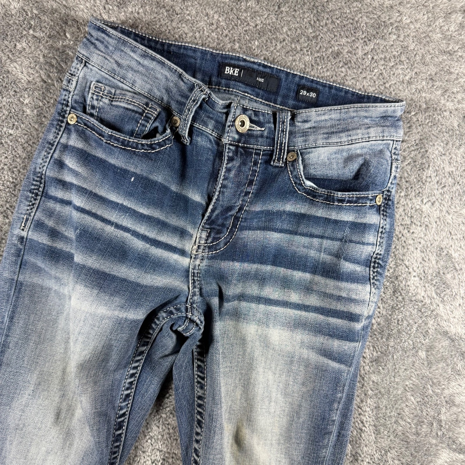 BKE Alec Jeans Mens 29×30 Blue Denim Stretch Faded Regular Fit 5-Pocket