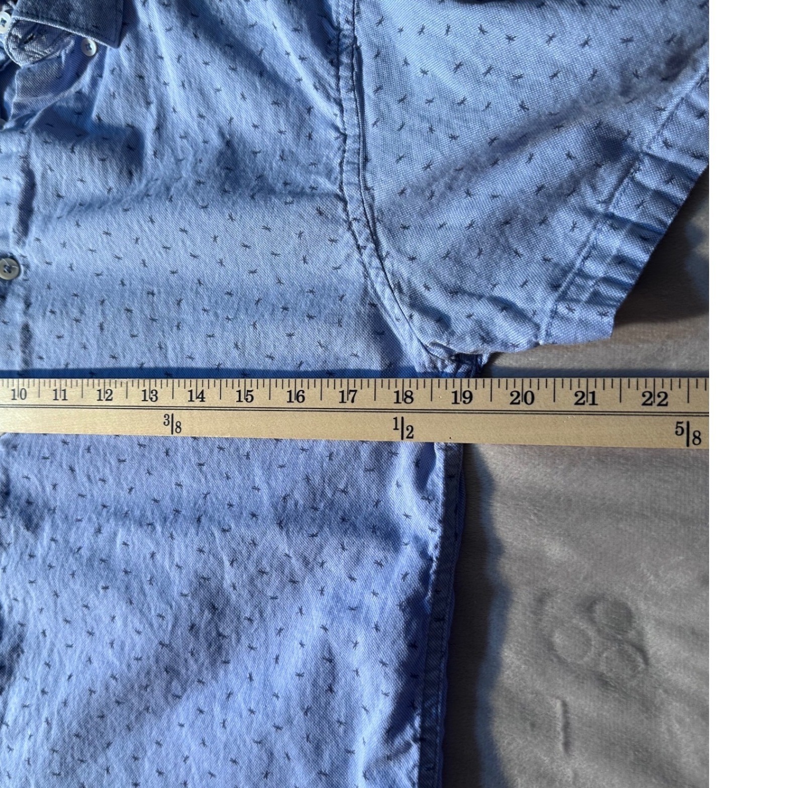 Denim & Flower Ricky Singh Mens Medium Blue Dragonfly Print Cotton Button Down