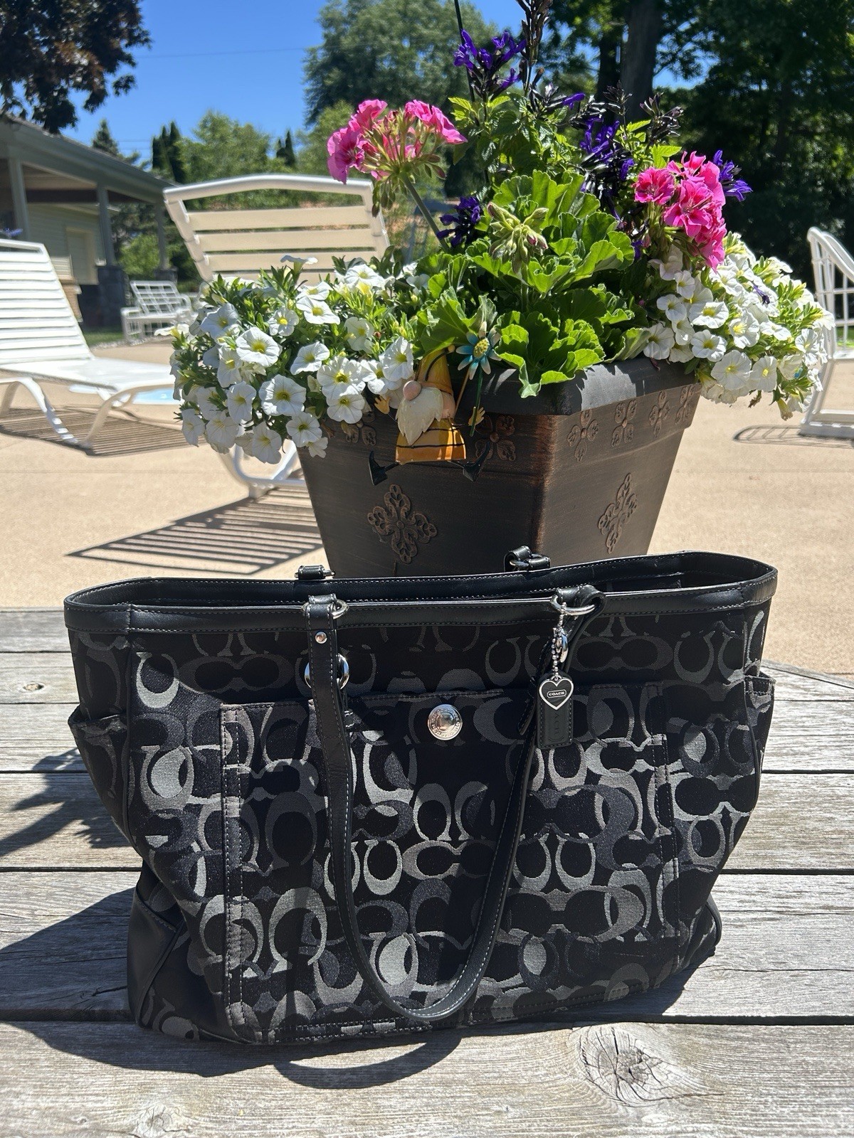 Coach Black Signature Logo Y2K Vintage Diaper Bag