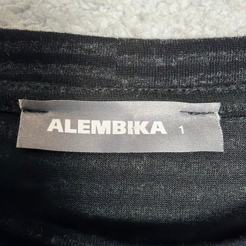 Alembika Fallon Shift Dress Size 1 Stripes Polka Dots Gray Black Lagenlook Style