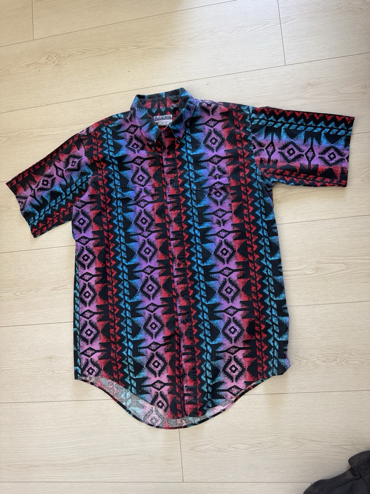 Vintage Plainsman Southwest Short Sleeve Cowboy Western Shirt 90s