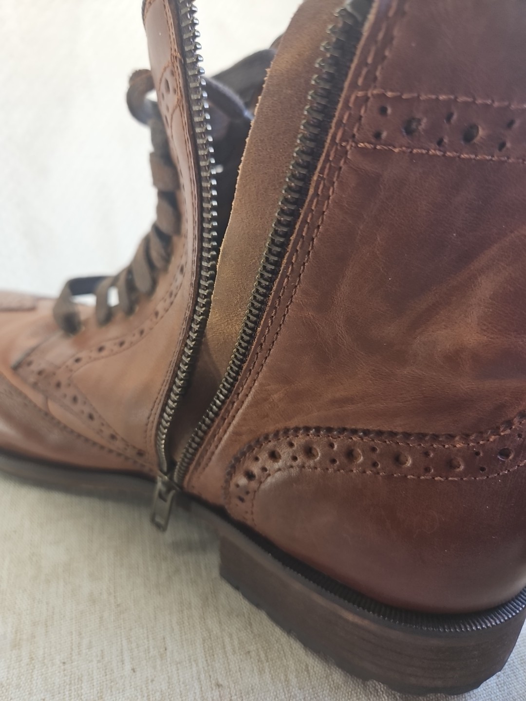 Blake Mckay Bryon Wingtip Chukka Boots With Side Zipper And Front Lace up Sz 12
