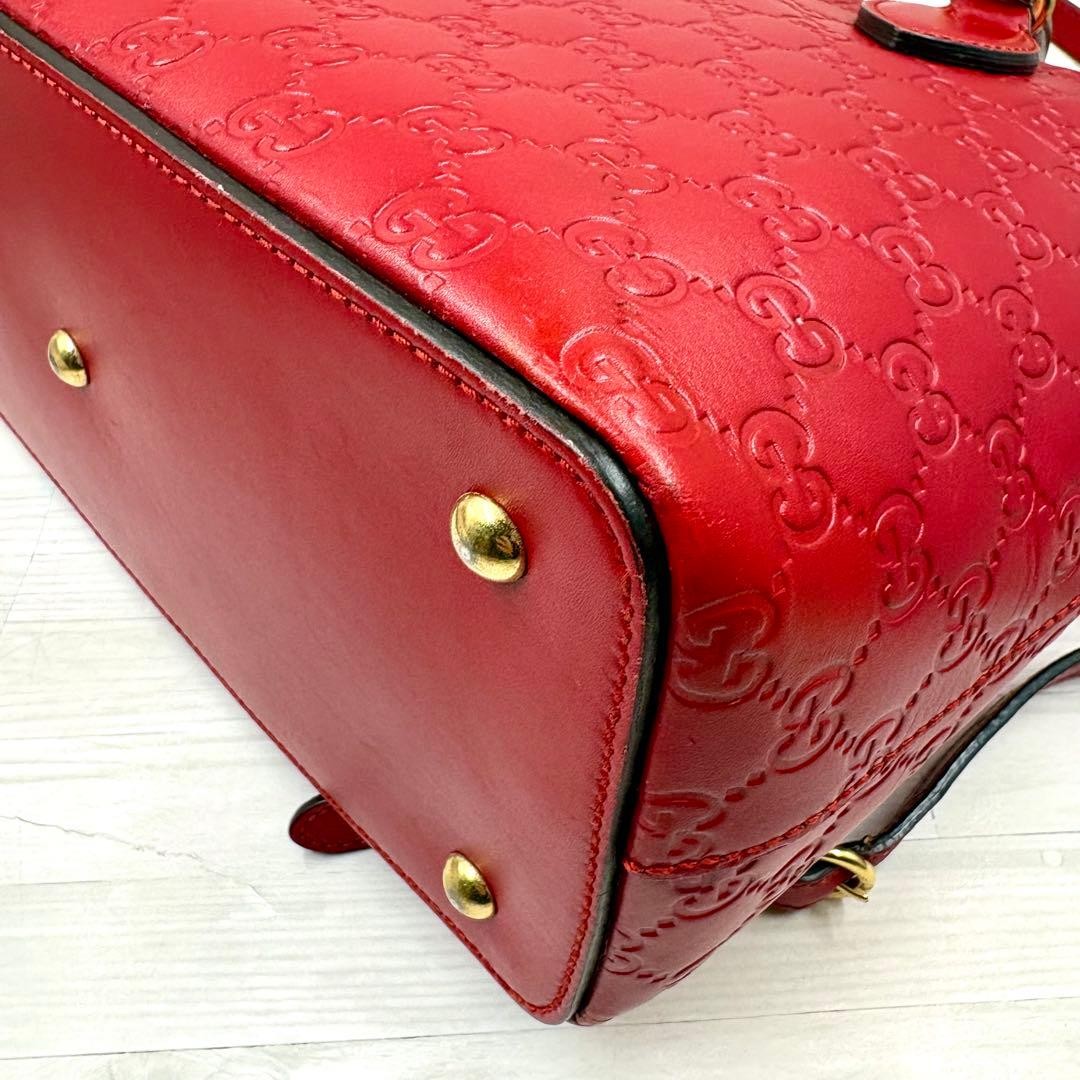 GUCCI Shoulder Bag Guccissima Red Leather Size: W11.4xH9.8 in. Strap: 43.3″