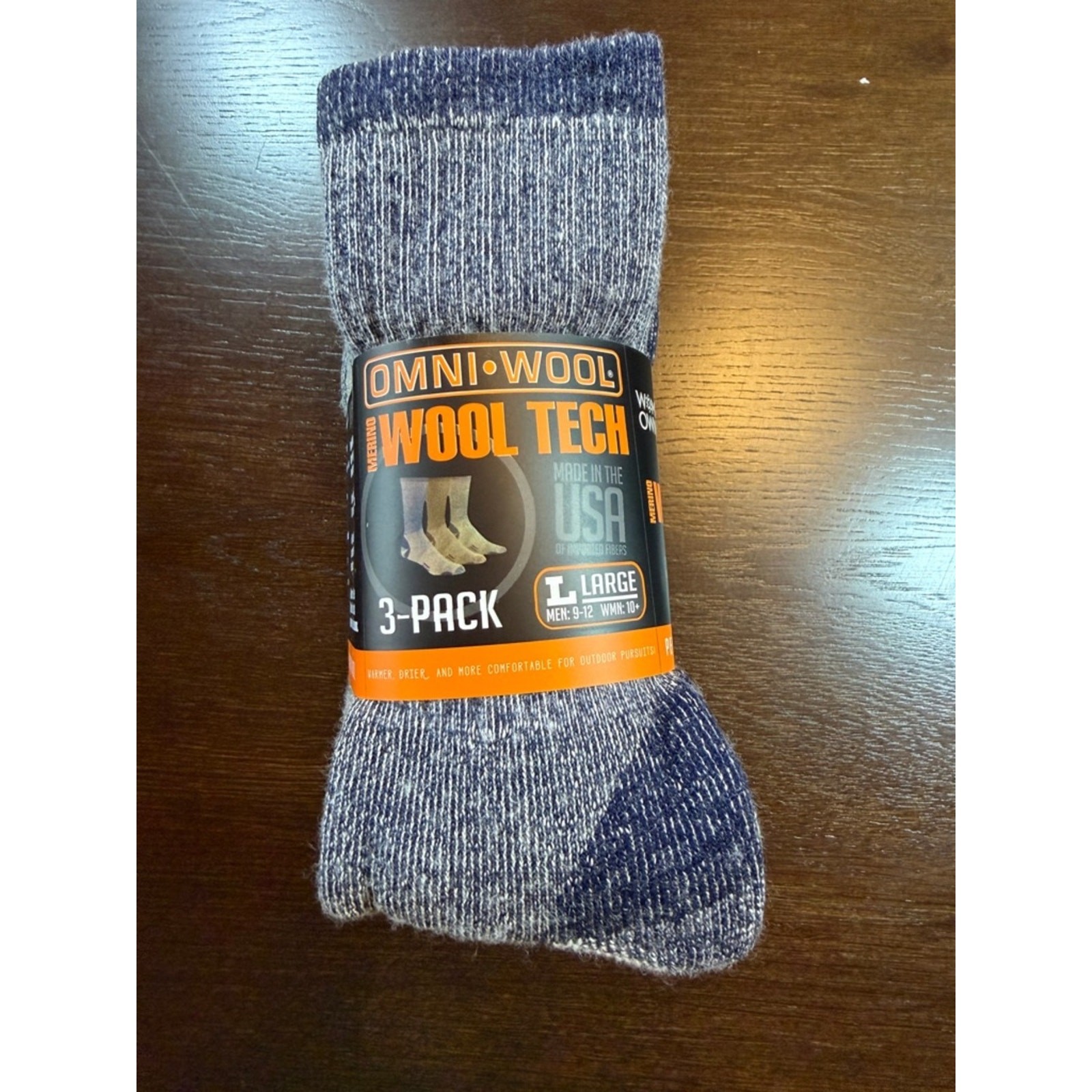 Omni Wool Merino Wool Tech Hikers Mid-Weight Large Socks – 3 Pack Gray/Blues