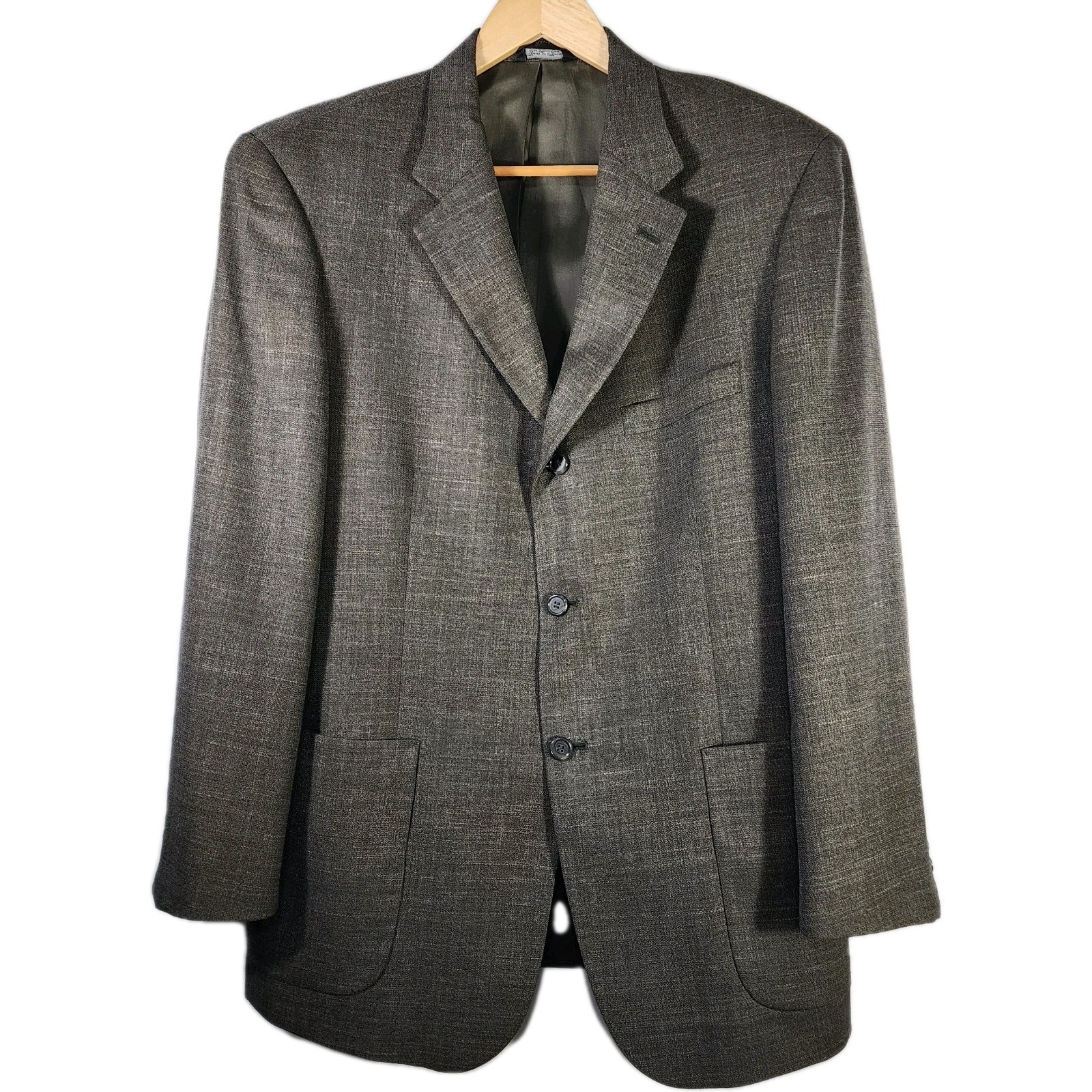 Bill Blass Premier Jacket Blazer Wool Linen Blend Size 42 Sage Green 3 Button