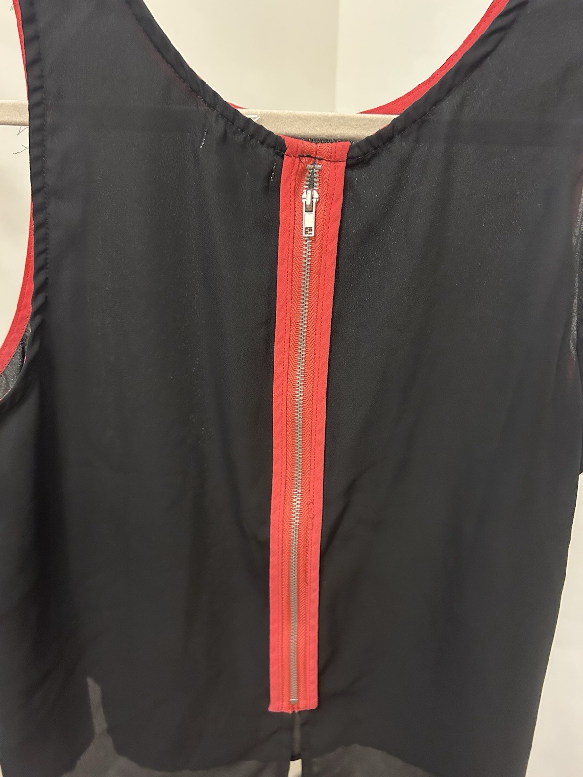 Bongo Y2K Women’s Black tank top zip-Up Top W coral Detail Size Lg sleeveless #9