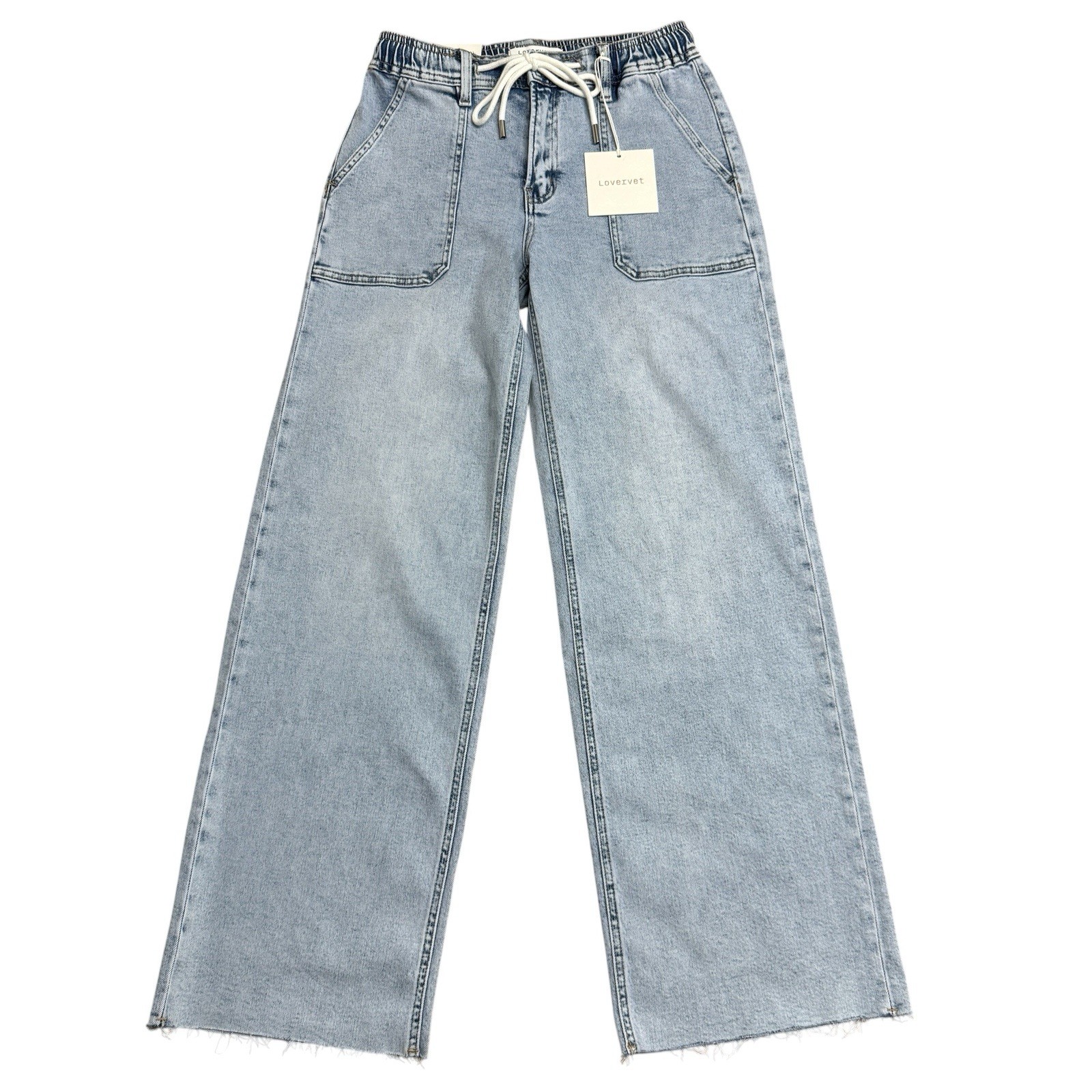 Lovervet By Vervet Jeans Wide Leg High Rise Size 28 Light Wash Raw Hem LV1902