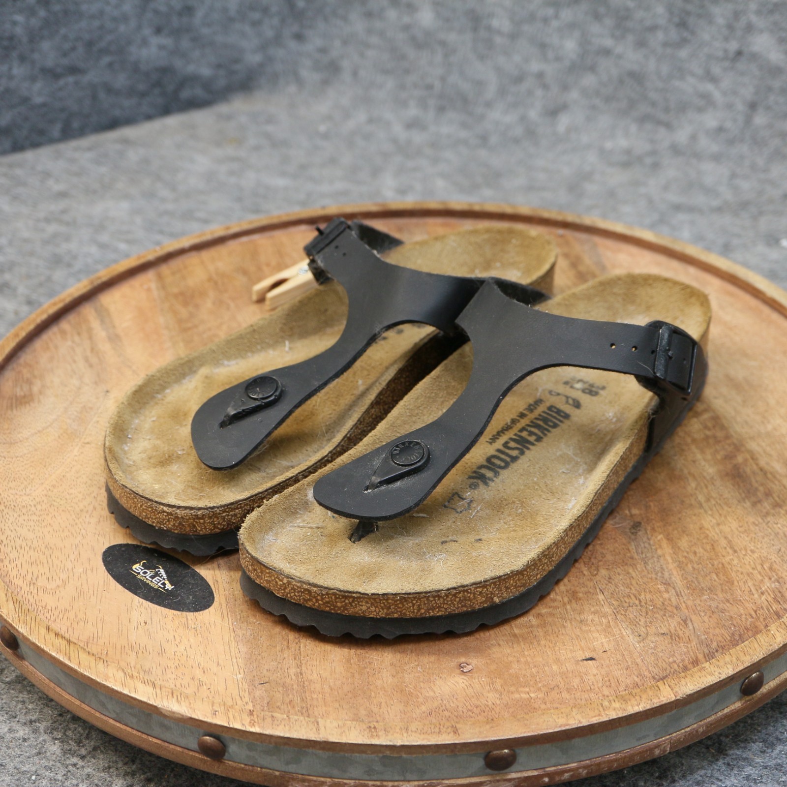 Birkenstock Womens Gizeh Black Birko-Flor Thong Sandals Size 38 US 7 Reg.