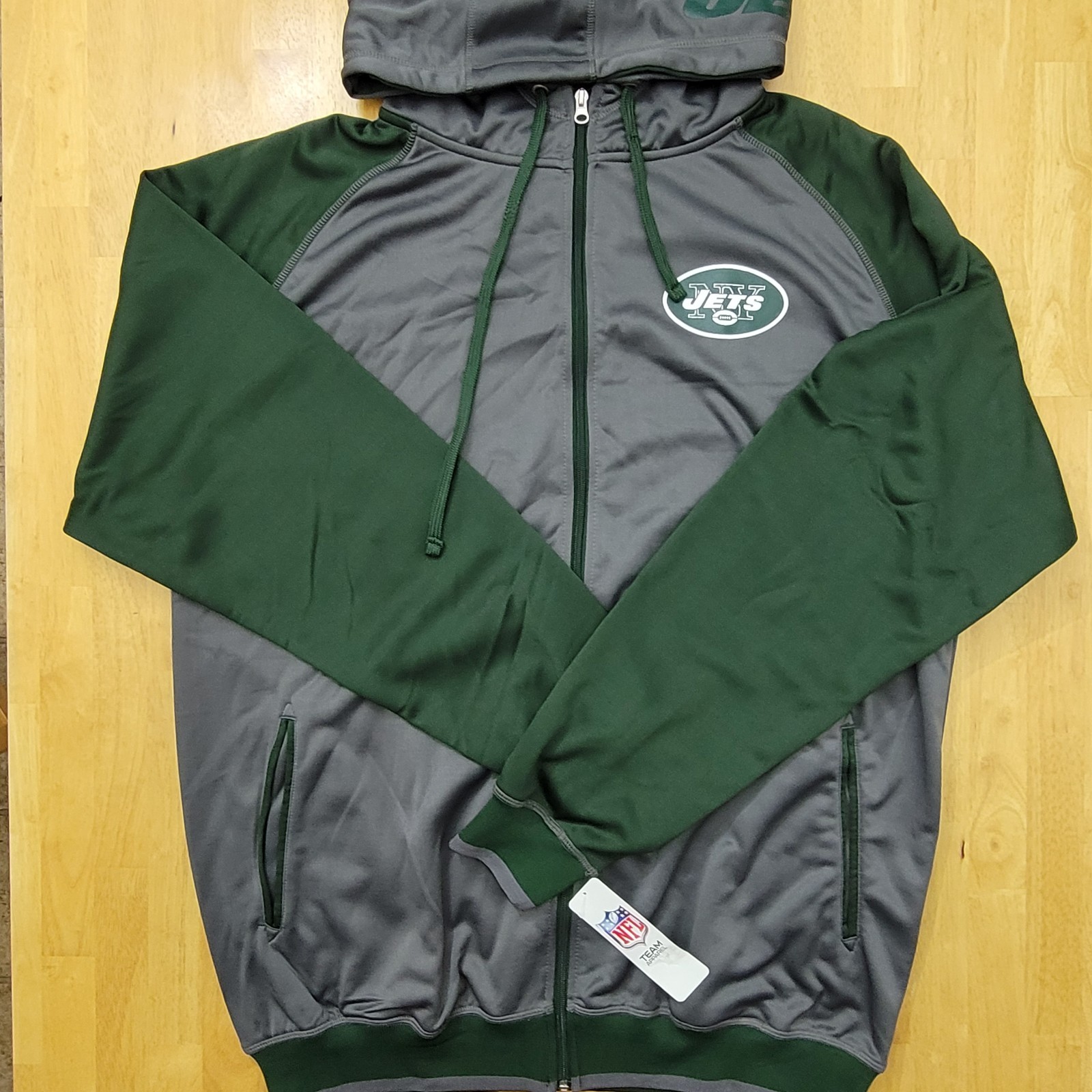New York Jets NFL TX3 COOL Full Zip Hoodie Jacket Mens XLT Green/Gray NWT