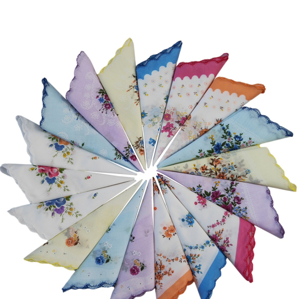 Mixed Lot 20 Square Hanky Cotton Vintage style floral Handkerchiefs Women 11.8“