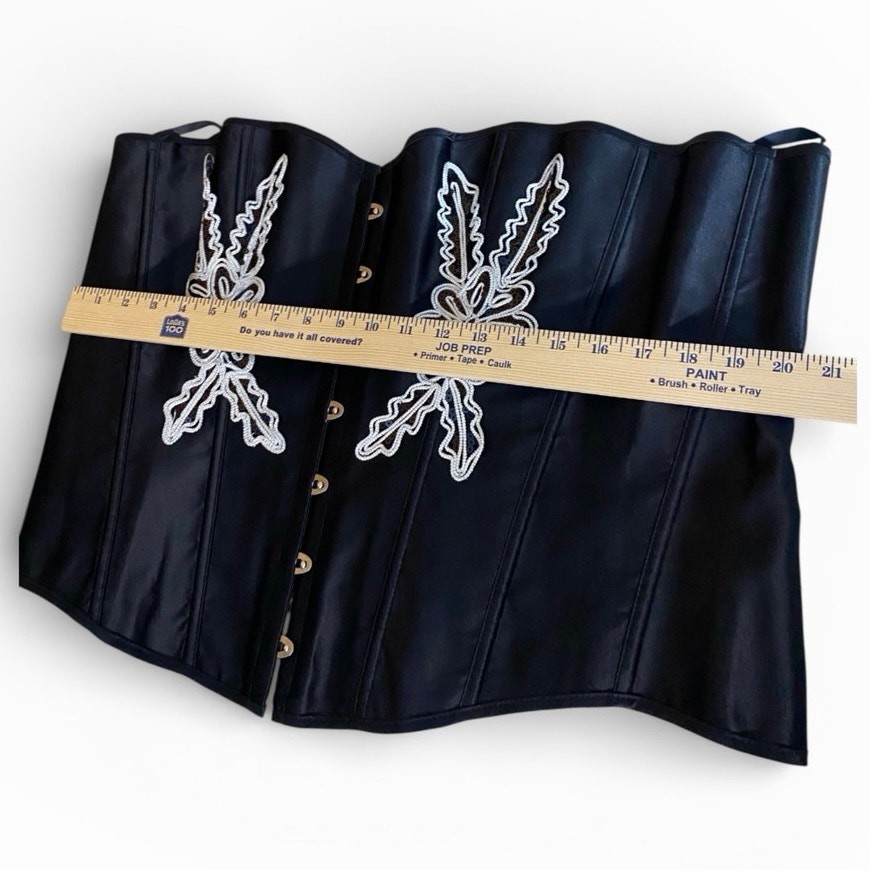 Adore Me Bustier Women’s 3X Black White Poly Spandex Blend Bling Applique ￼