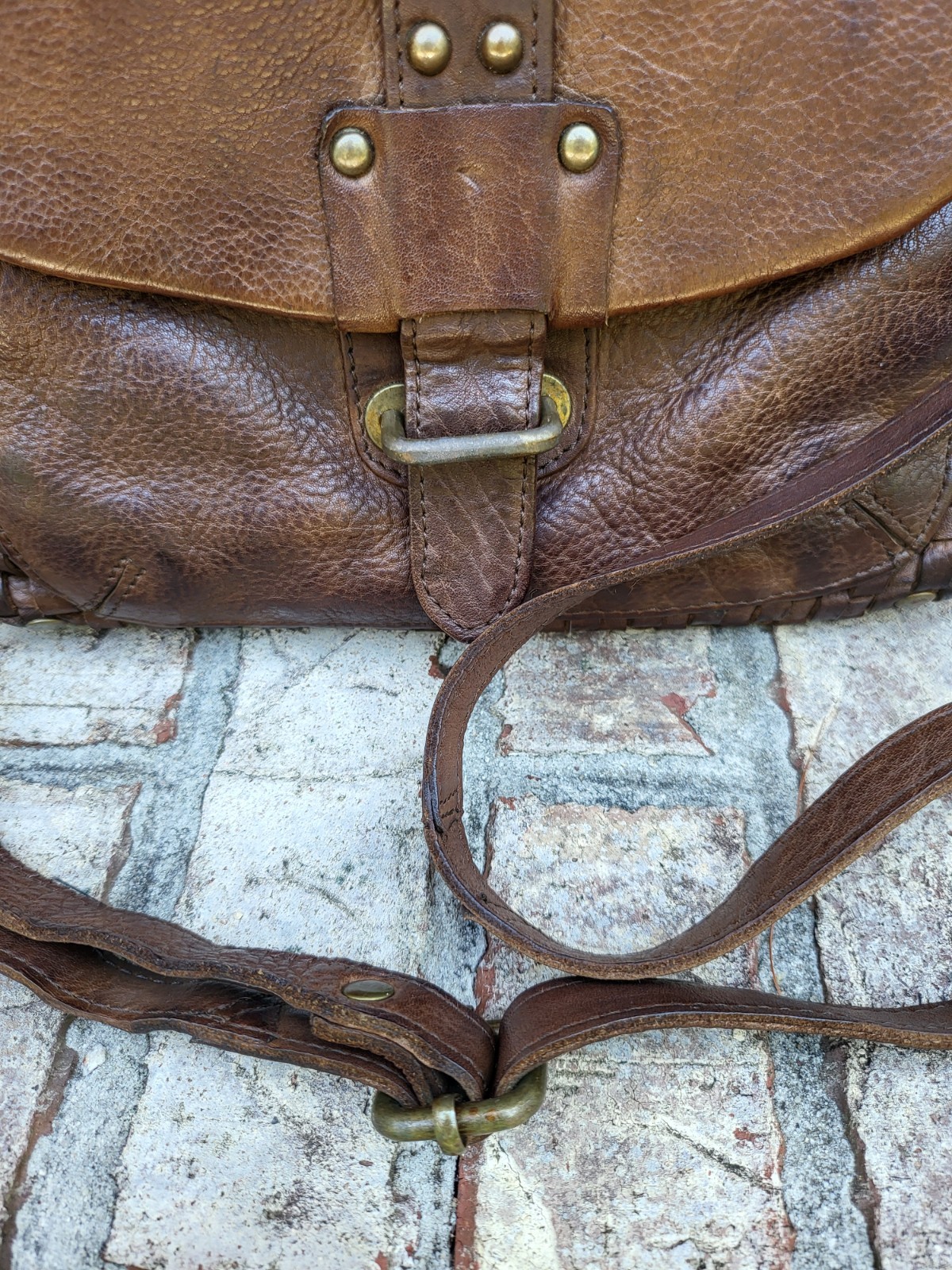 Oak Leathers Crossbody Messenger Shoulder Bag Cognac Weave Boho Handmade India