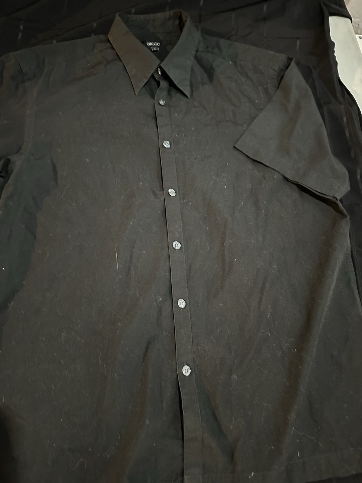 G2000 Mens Shirt Large Black Short Sleeve Button Down Dress Casual Workwear