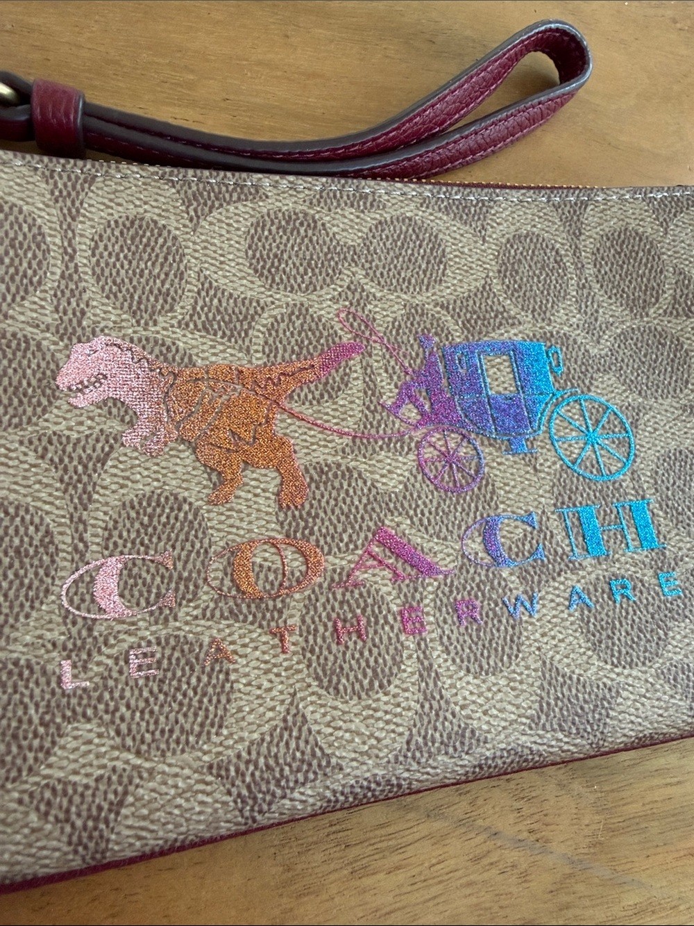 NWOT Coach Wristlet in Signature Canvas with Rexy and Carriage