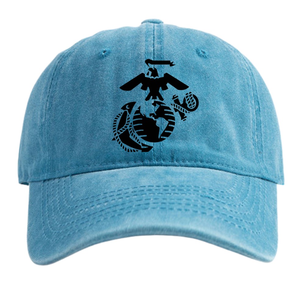 USMC Eagle Globe Anchor Washed Baseball Cap Adjustable Marine Corps Tribute Hat