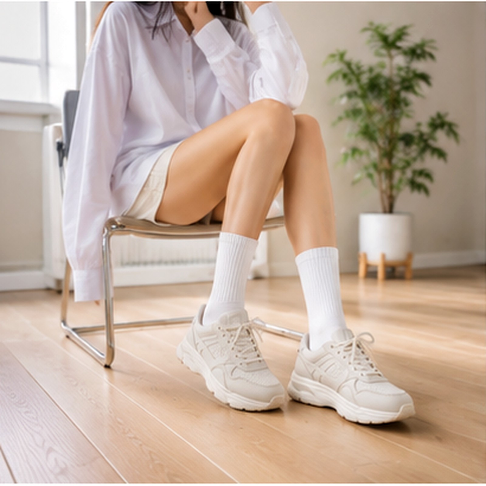 Women High Rib Crew Socks 10 Pairs Cotton Cushioned Odor Free Athletic Casual