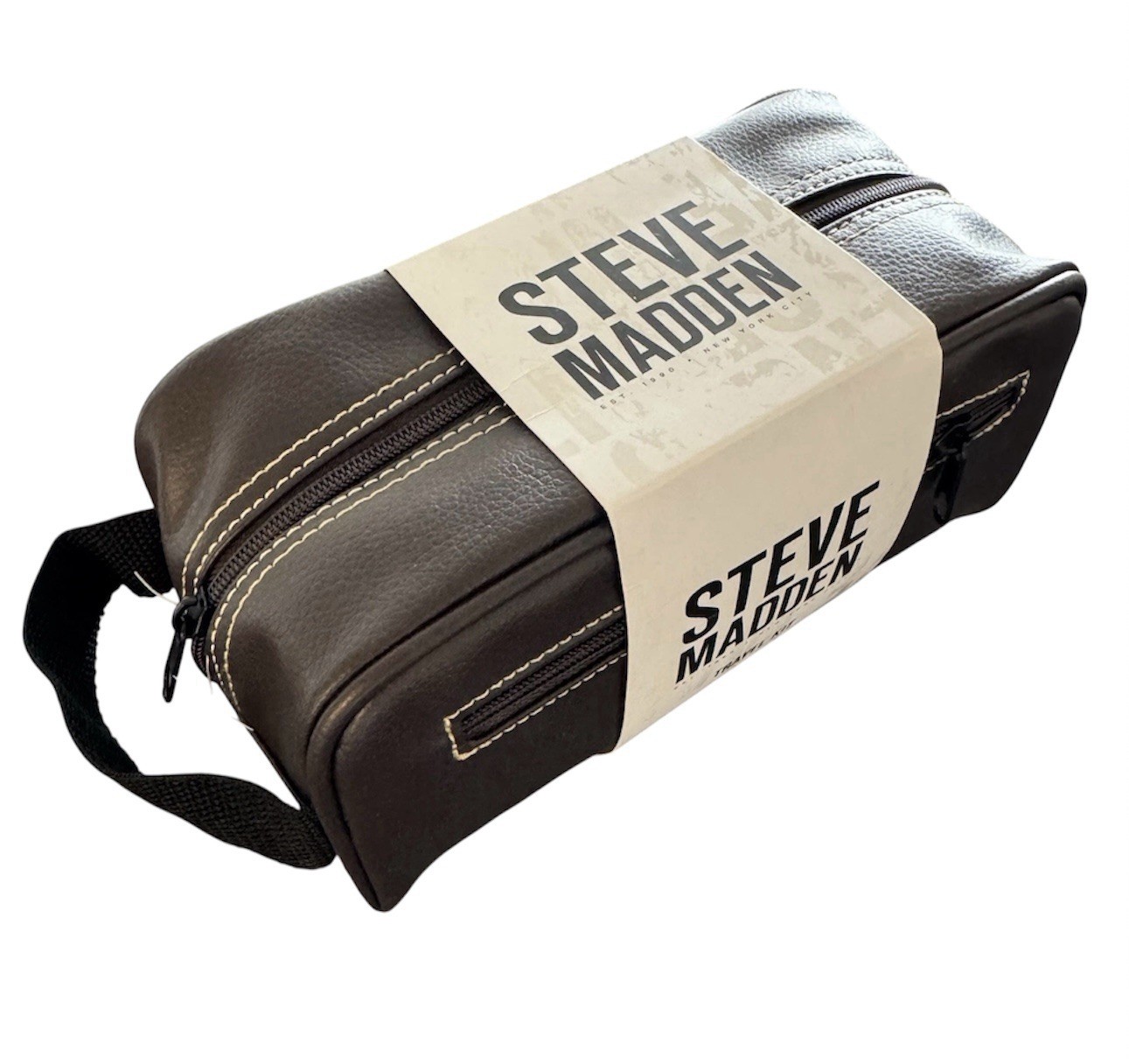 Steve Madden Travel Toiletry Bag Vegan Leather Brown Color