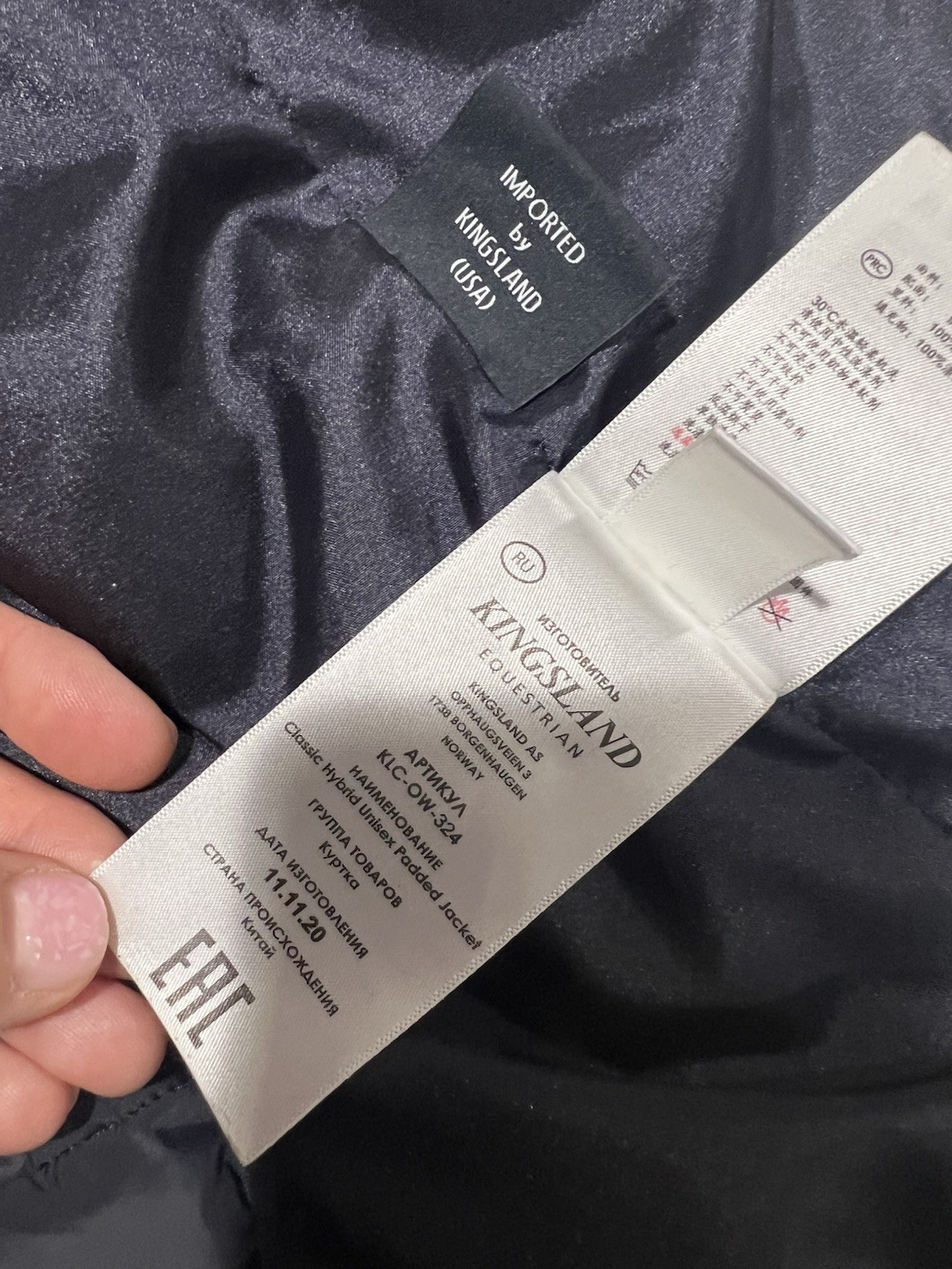 Kingsland Classic Long Sleeves Black Padded Jacket Size XXS