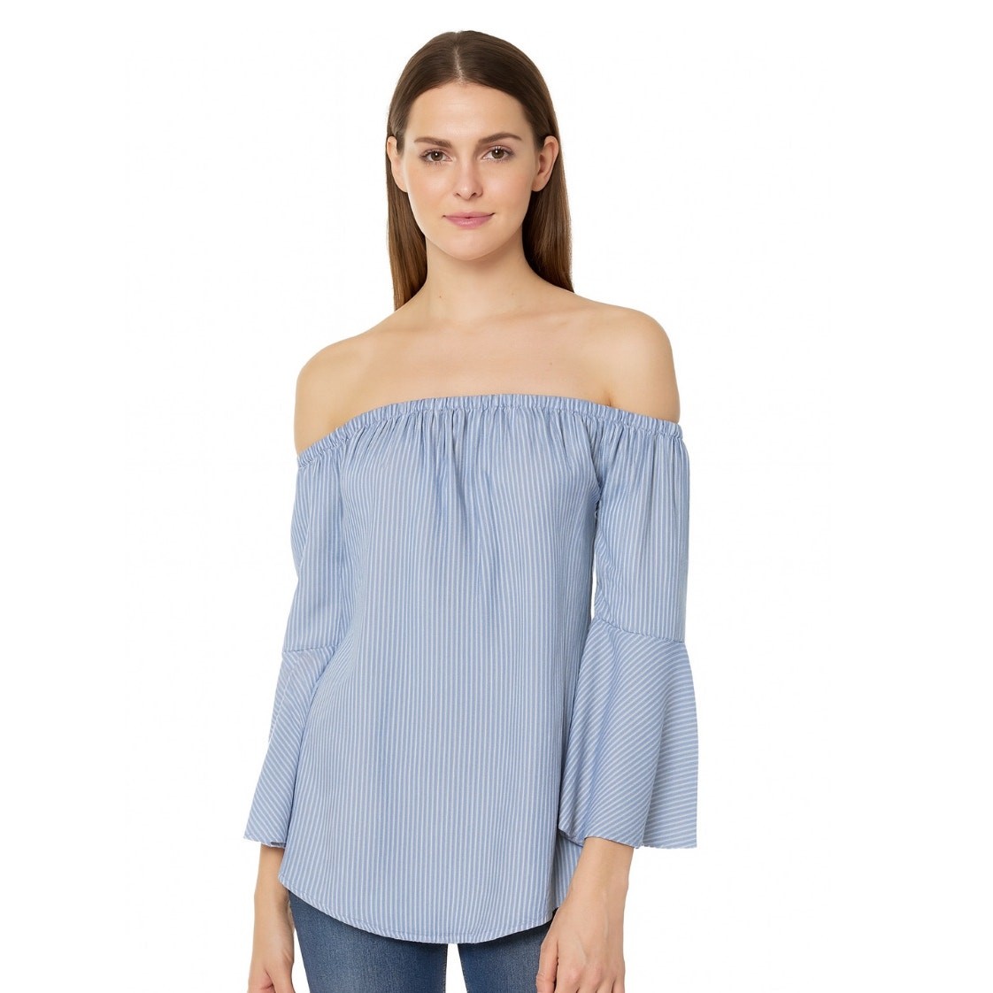 Beach Lunch Lounge Off Shoulder Bell Sleeve Top Medium 100% lyocell (2916)
