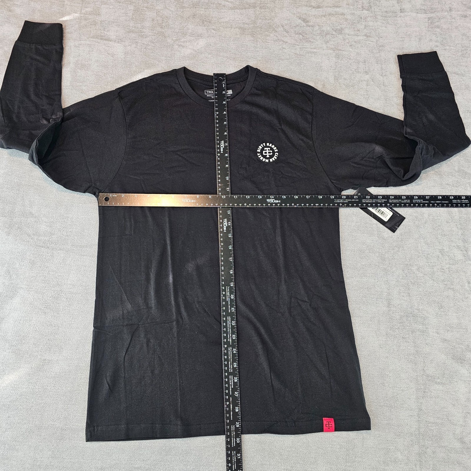 TROLL CO Dirty Hands Clean Money Twisted Wrenches Mens Black Long Sleeve Medium