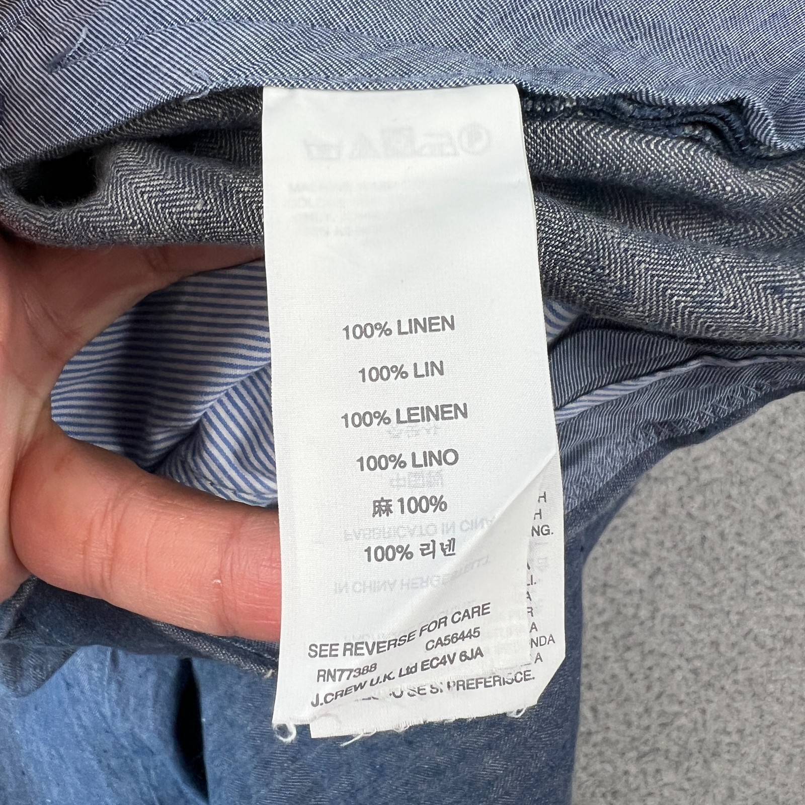 J Crew Bowery Slim Fit 100% Linen Mcnutt Pants 32×32 Mens Blue Lightweight