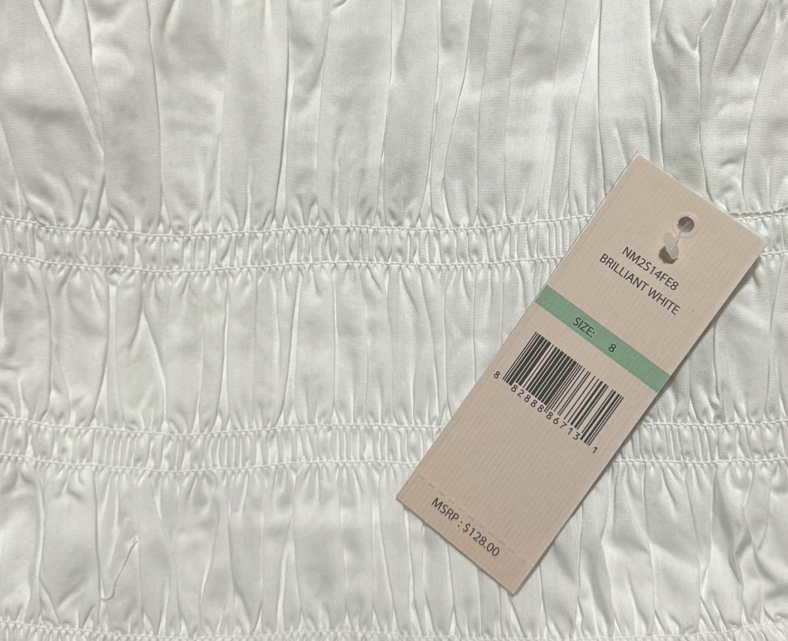 Nanette LePore $128 Brilliant White Cotton Blend Ruched Midi Dress NWT
