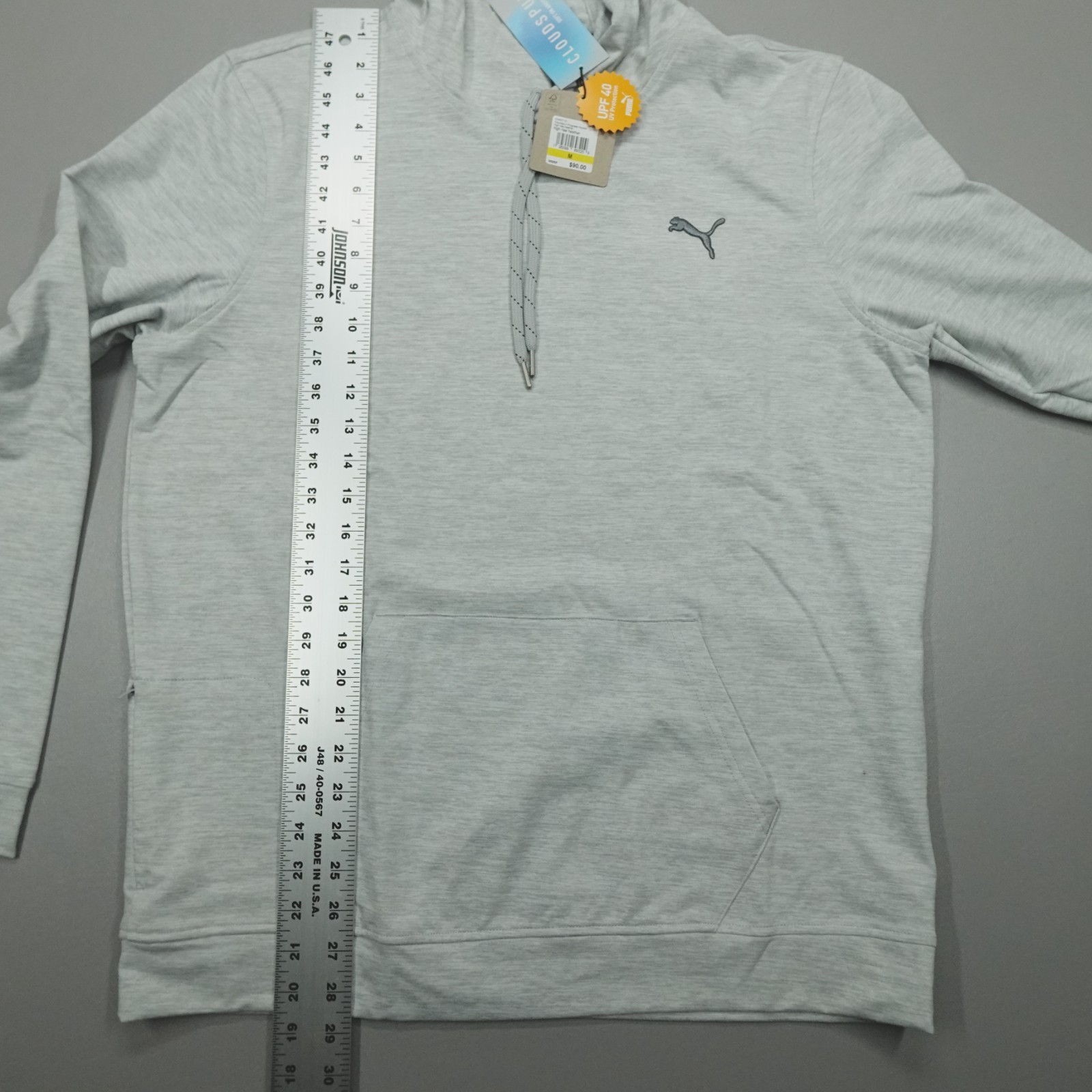 Puma Cloudspun Progress Hoodie Men’s Performance Sweatshirt Grey Heather NWT