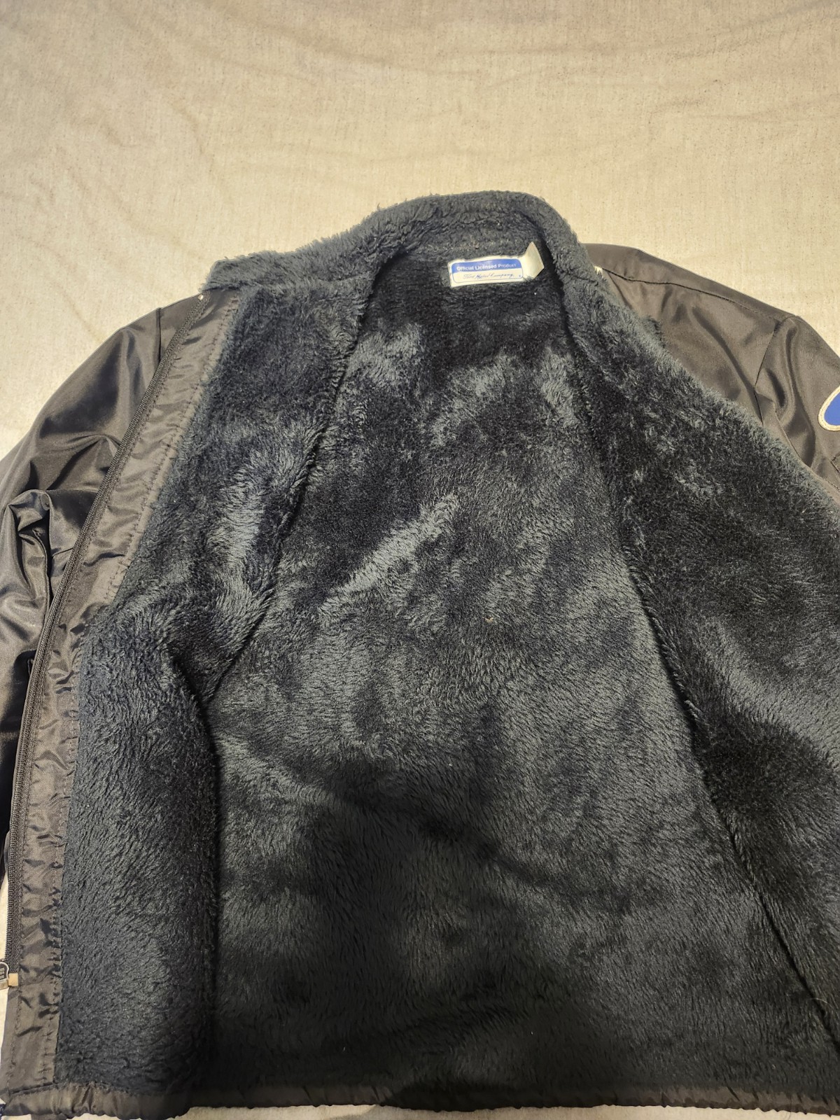 Ford Racing Jacket Black/White Stripe Embroidered Logo Lined Zip Men’s XL
