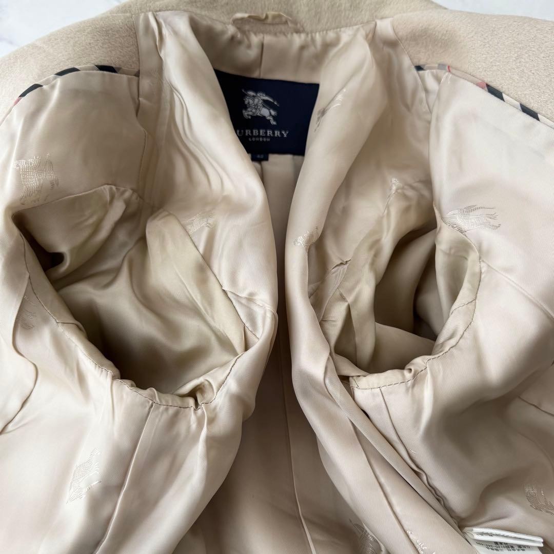 Burberry London Angora Blend Coat Belt Shadow Horse Made in Japan 42