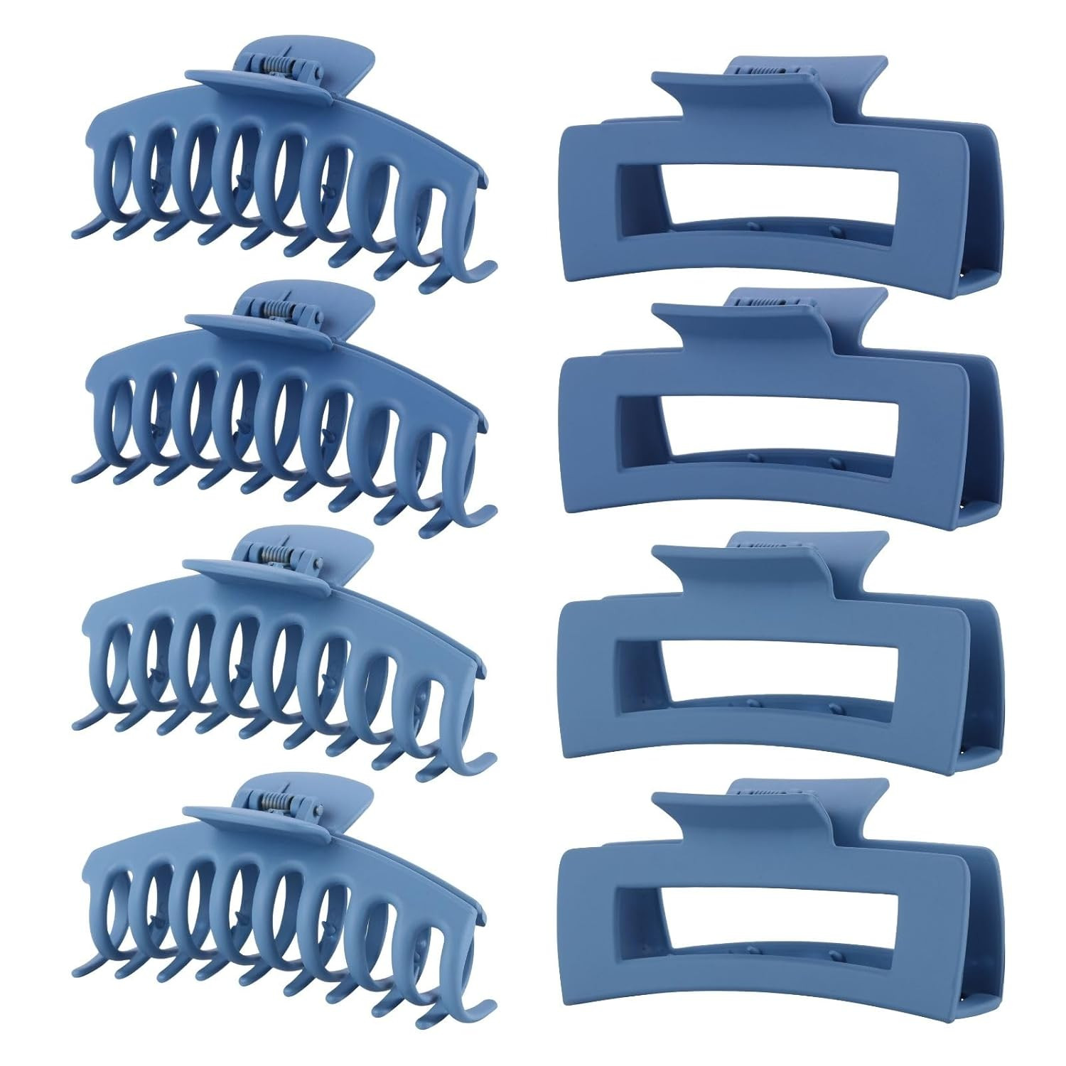 Blue Hair Clips for Women – 8 Pack 4.3 Inch Large Hair Claw Clips for Women Thin