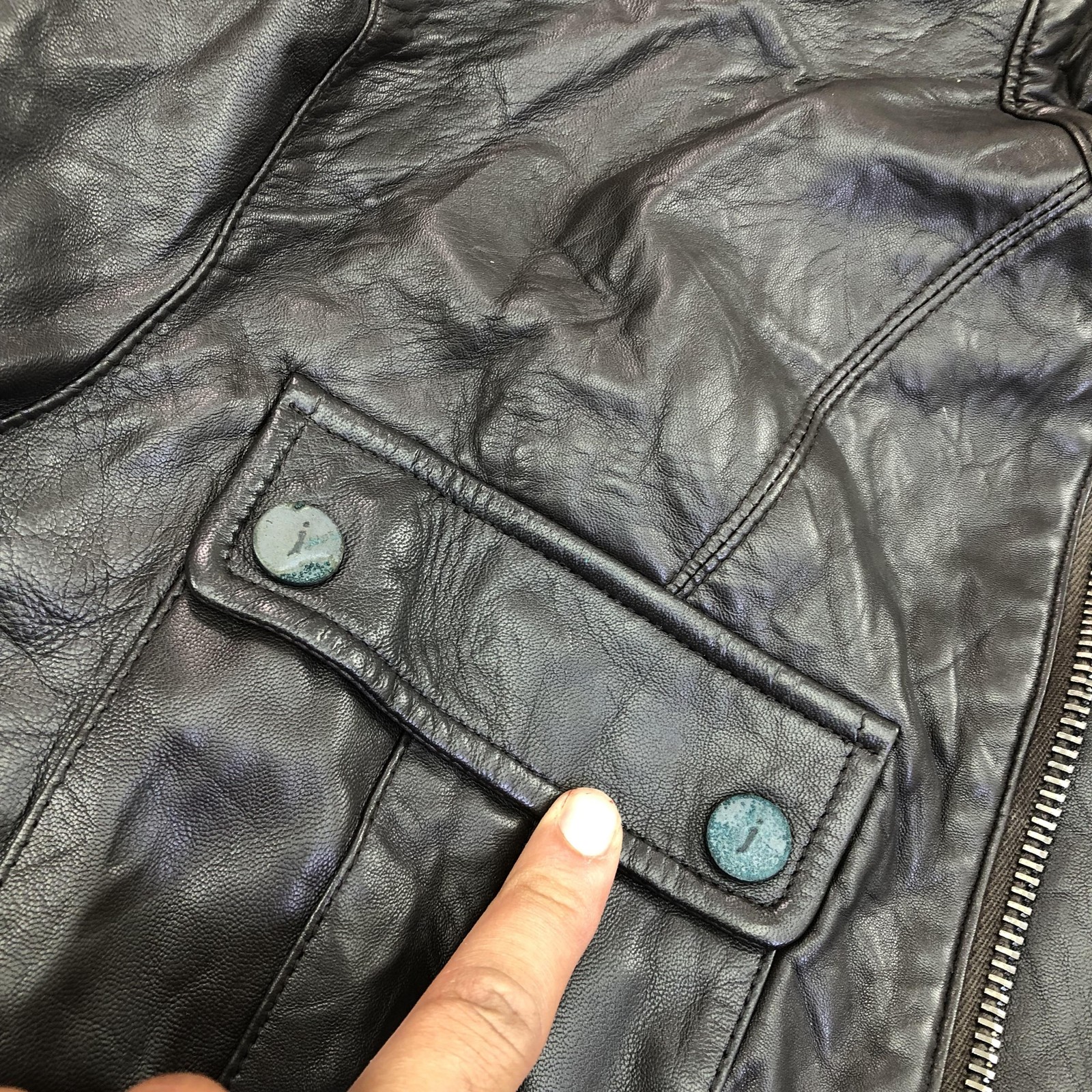 John Varvatos Jacket Mens 52 Brown Leather Military Full Zip Pockets L736P4 Y700