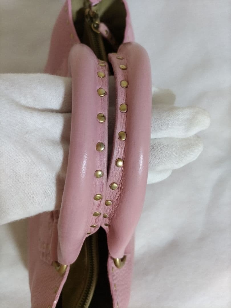 CELINE Boogie Bag Pink Genuine Leather Rare Studded Tote Authentic