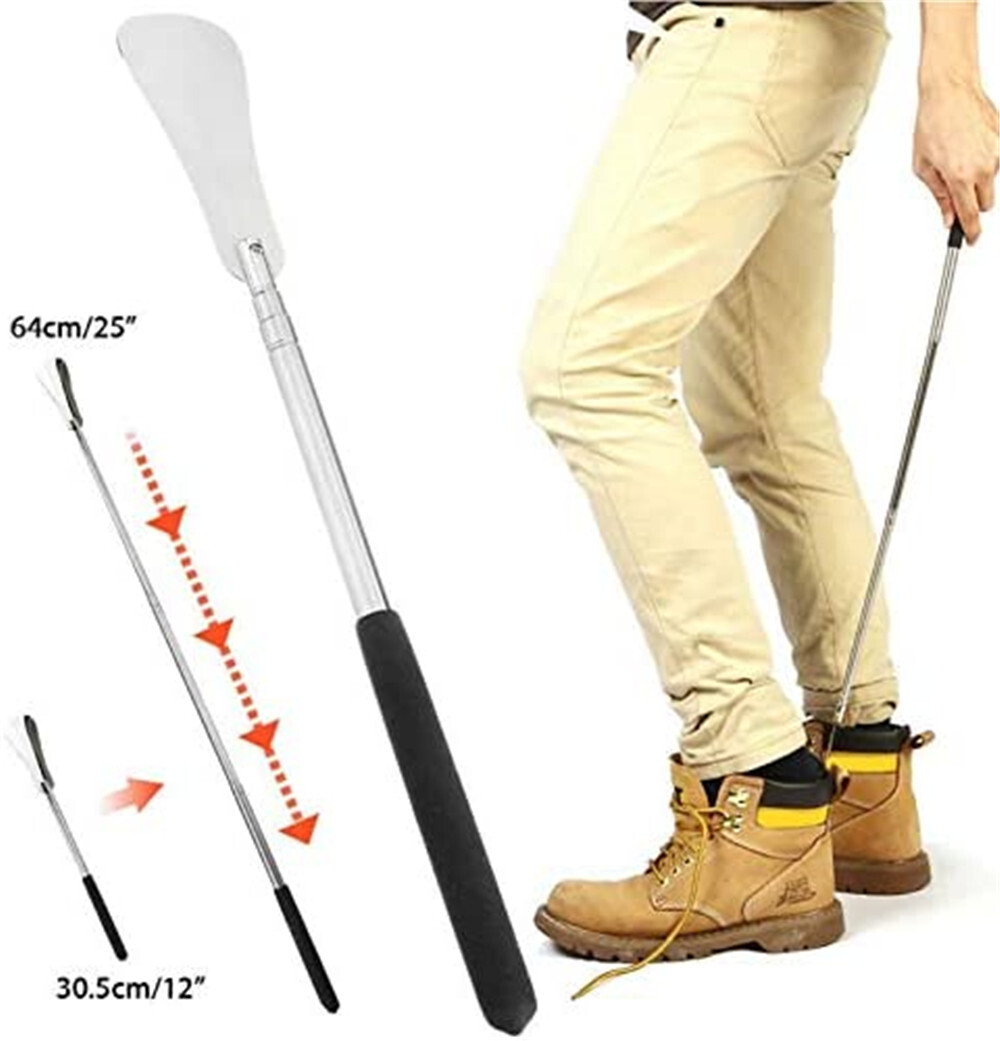 New Extra Long Handle Shoe Horn Stainless Steel 25″ Handled Metal Shoehorn Horns