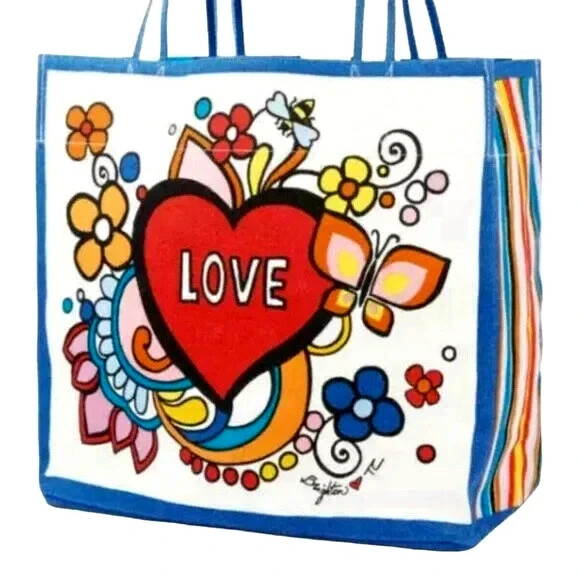 Brighton Power Of Love Multi-colored Heart Flower Butterfly Canvas Tote $150-NWT