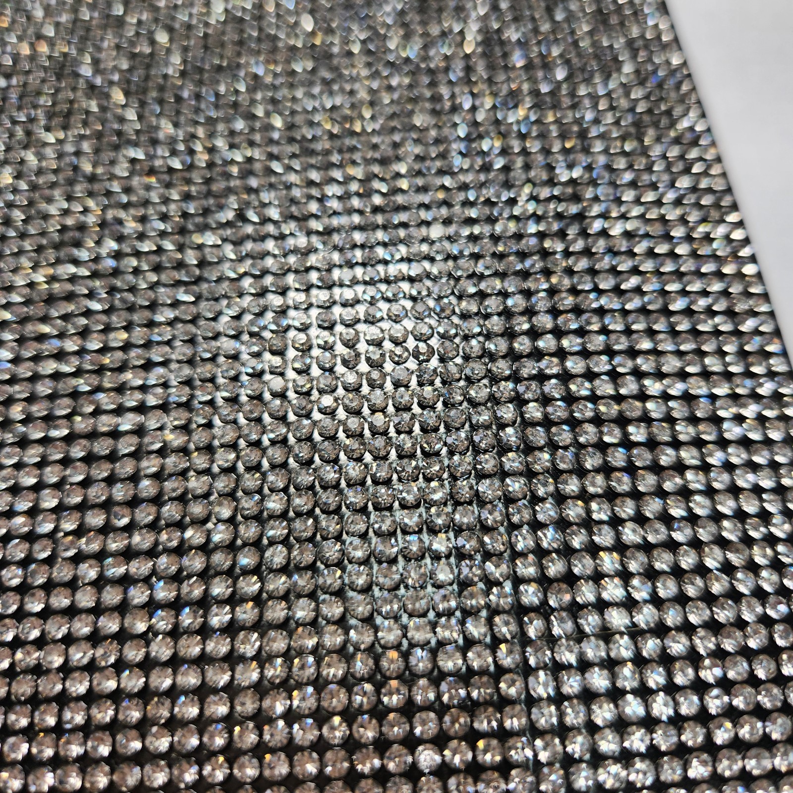 Black And Crystal Studded Phone Case With Clear View Panel And Shoulder Strap
