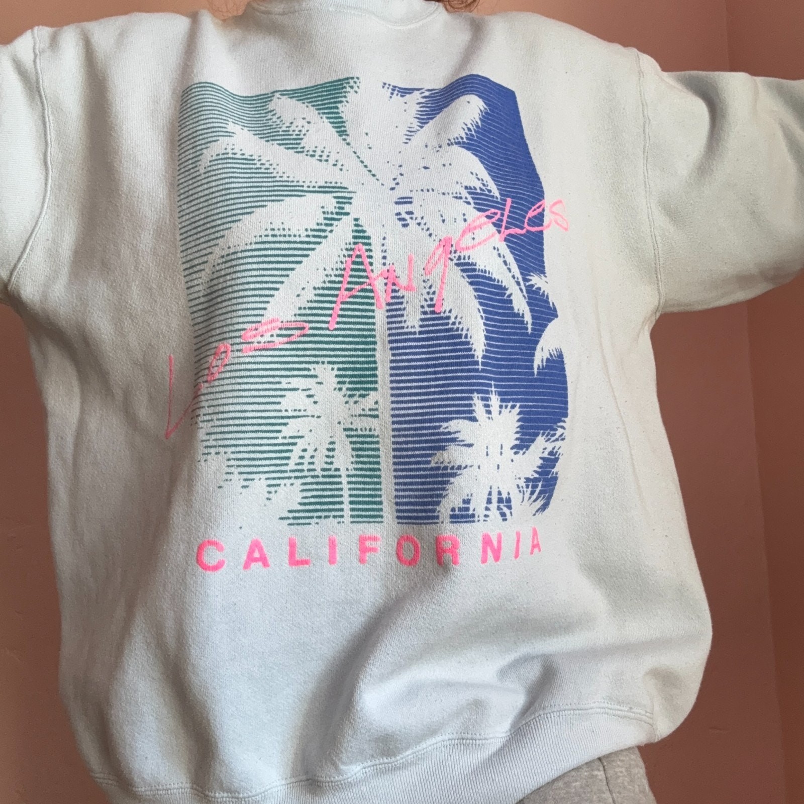 Vintage 90s Los Angeles Sweatshirt XL California Palm Tree Graphic Tultex USA