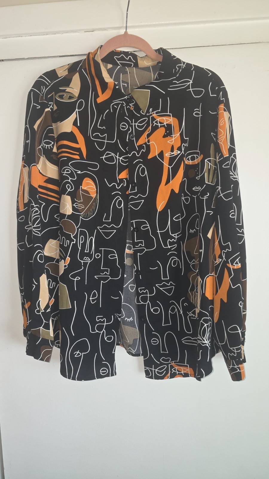 SHEIN Curve 2XL Abstract Face Print Blouse