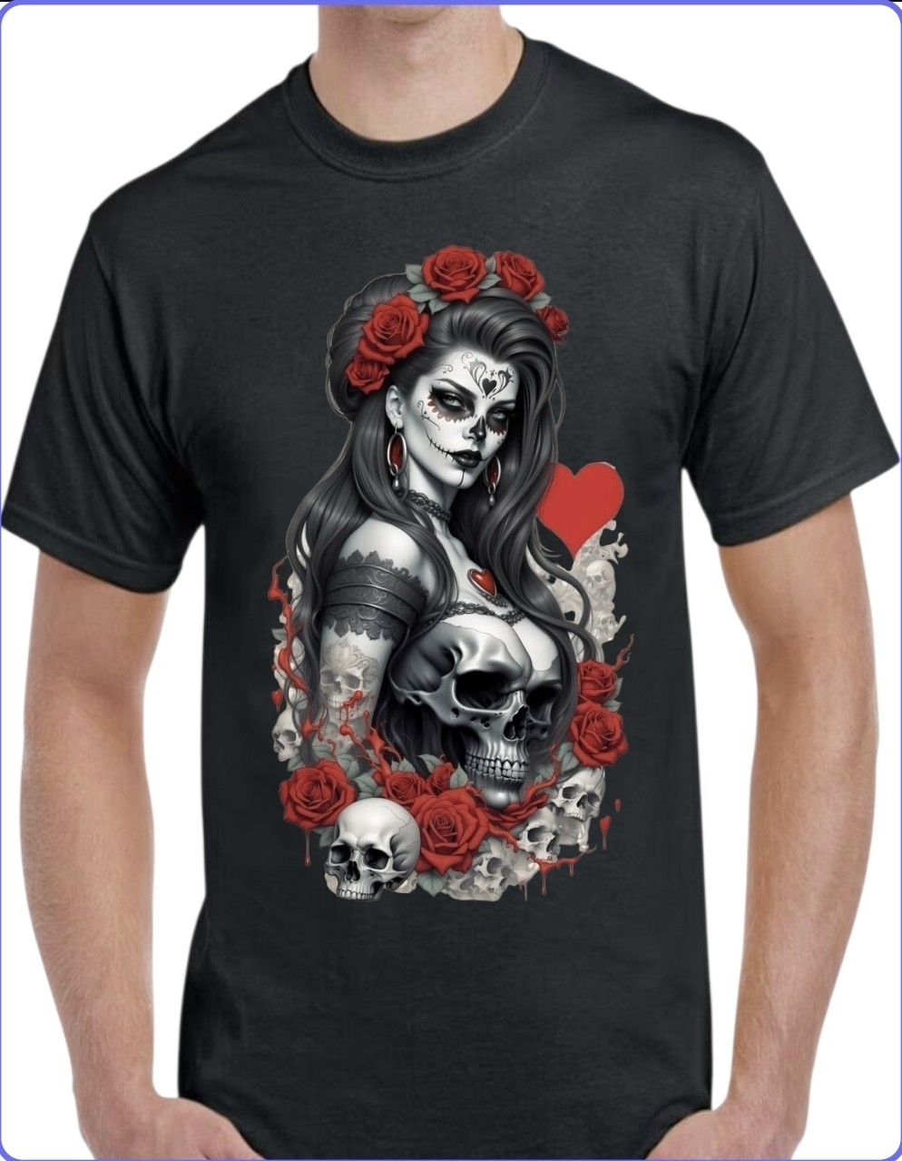 Dia De Los Muertos Black Men’s T-Shirt Small To 3X-Large #8