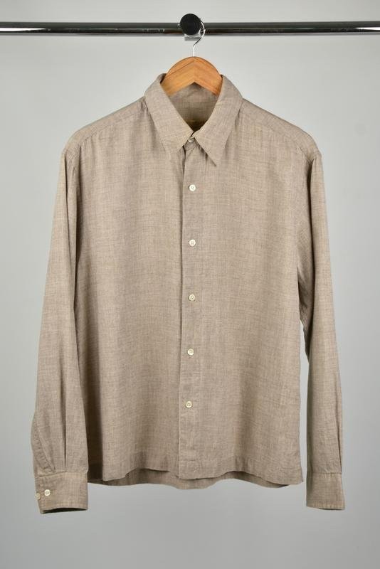 Men DKNY Shirt Brown Wool Linen 38 / M / 46