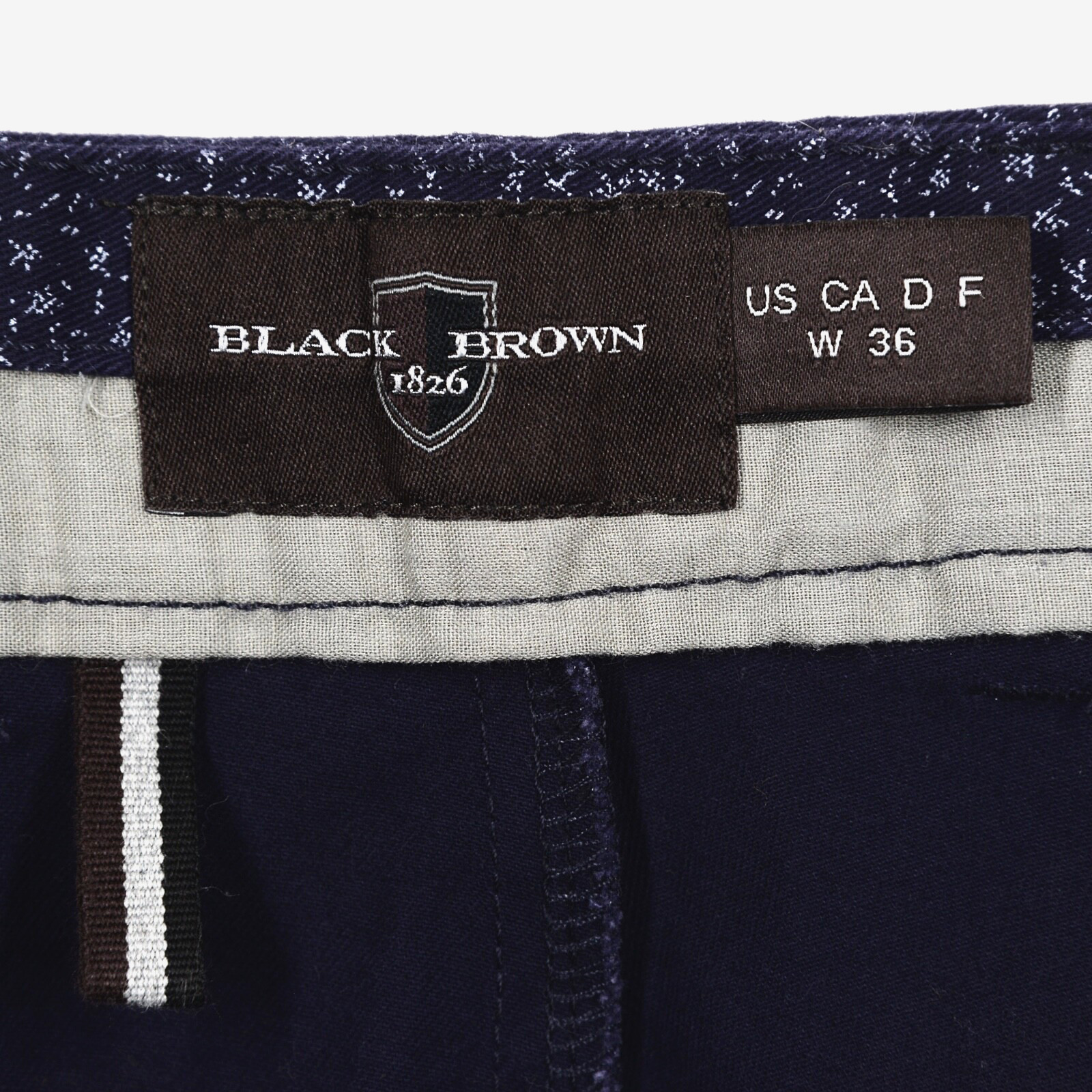 Black Brown 1826 Men’s Shorts Waist 36 Chino Navy w/White Print Cotton Blend