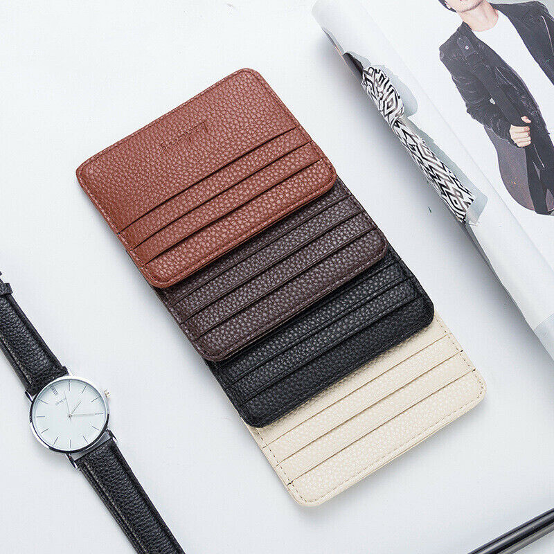 Unisex Slim Leather Front Pocket Wallet ID Credit Card Holders Small Coin Purse