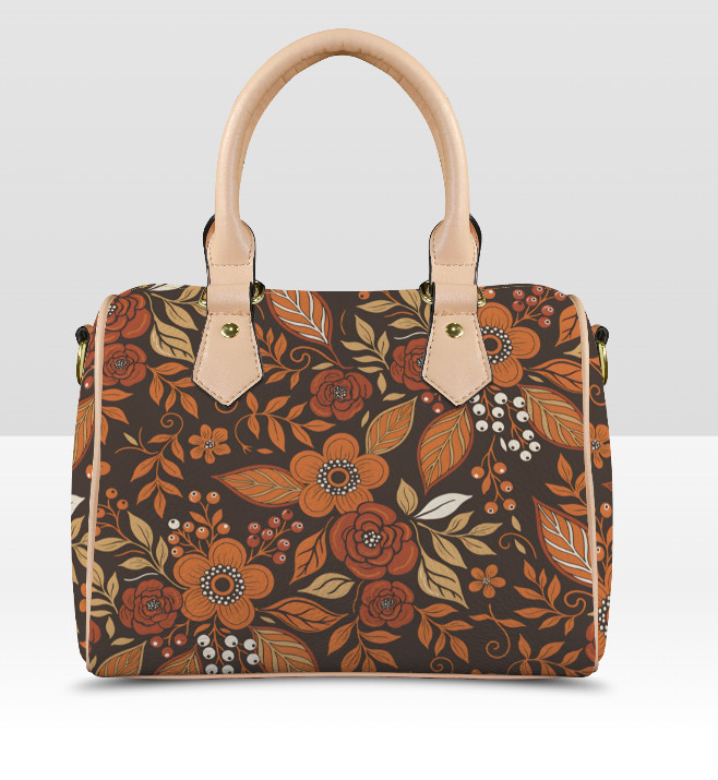 Fall Flowers Burnt Orange Brown Shoulder Cross Body Bag Satchel 8 x 10 New