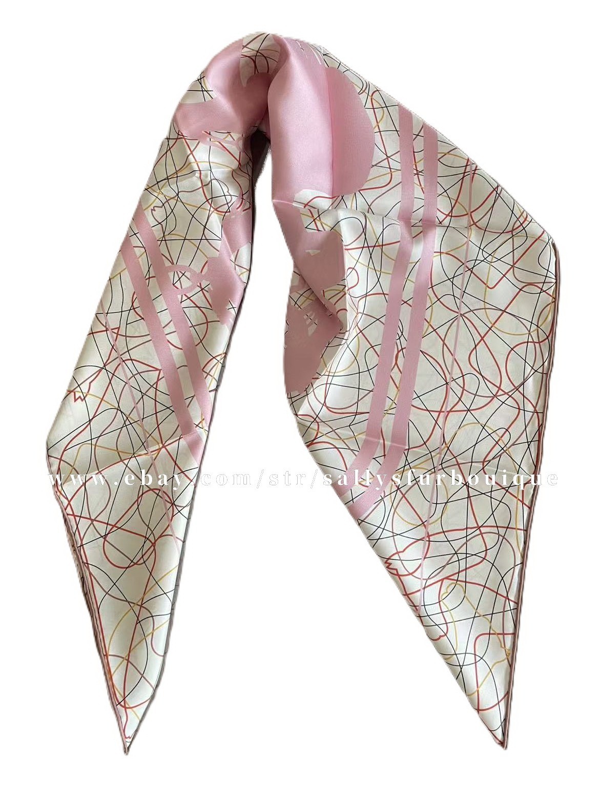 Sallys 18 Momme Heavy Twill Silk Saddle Print Wrap Scarf Double Face Shawl 90cm