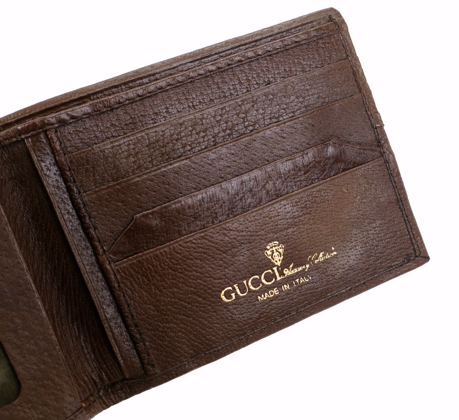 Authentic GUCCI GG Monogram Coated Canvas Leather Mens Bifold Wallet Italy